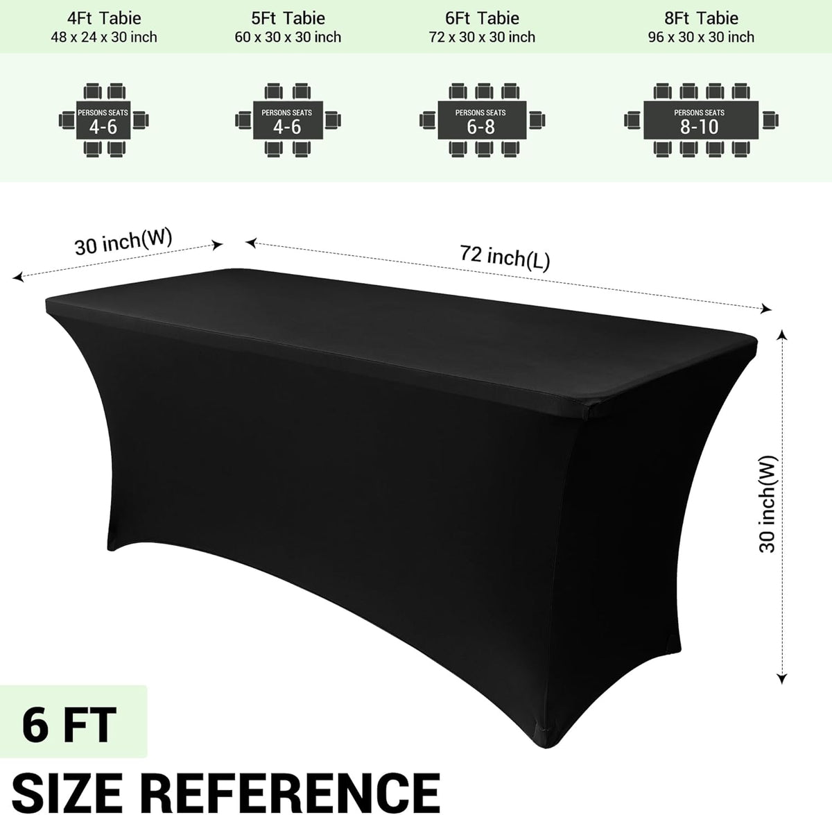Table Cover Table Cloth Black 6ft