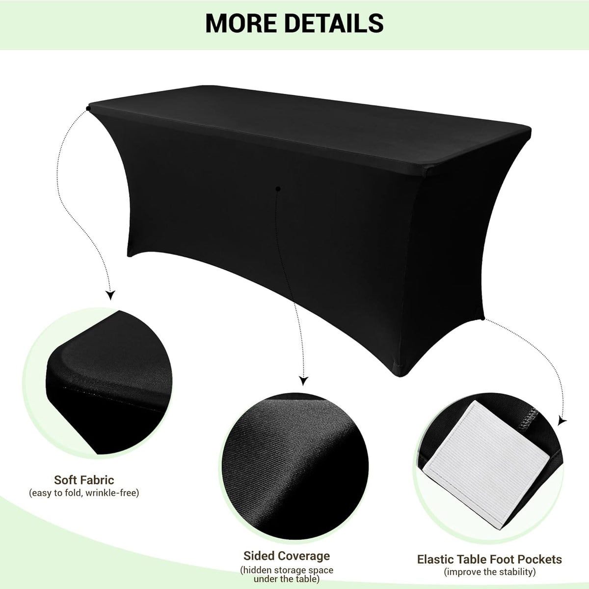 Table Cover Table Cloth Black 6ft