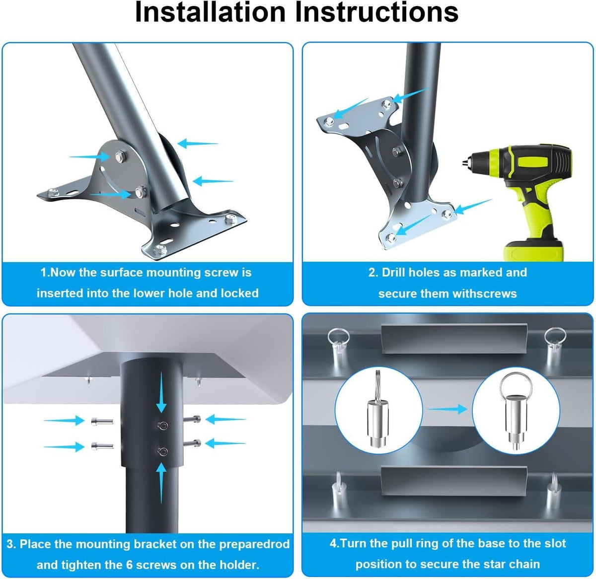 Gen 3 Mount for Starlink, 360 deg Rotatable Roof & Wall Mount for V3 V4 4X Starlink