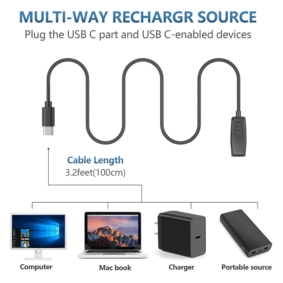 USB C Charger Cable for Garmin Lily Charger
