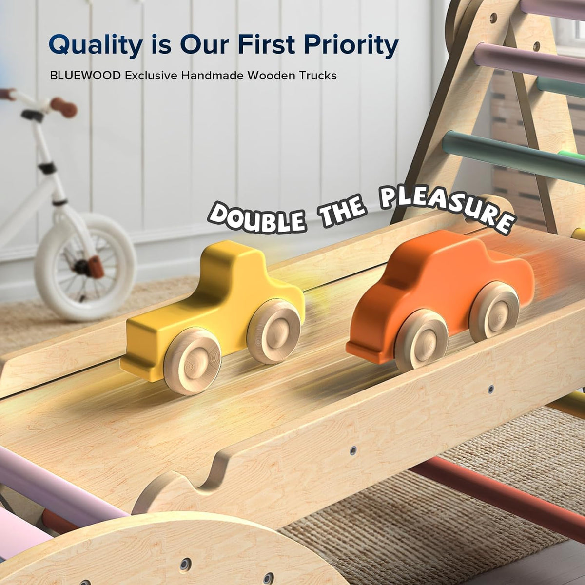 7-In-1 Pikler Triangle Set Wooden Montessori Climbing