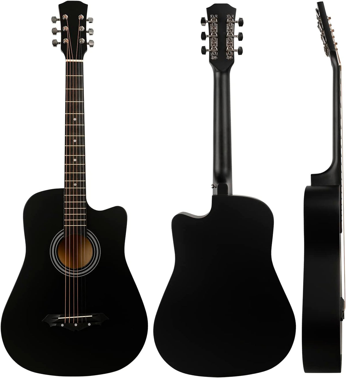 38" Acoustic Guitar Black (With A Free Carry Bag Case)