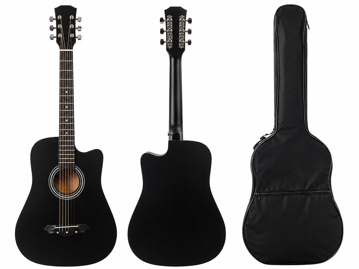 38" Acoustic Guitar Black (With A Free Carry Bag Case)