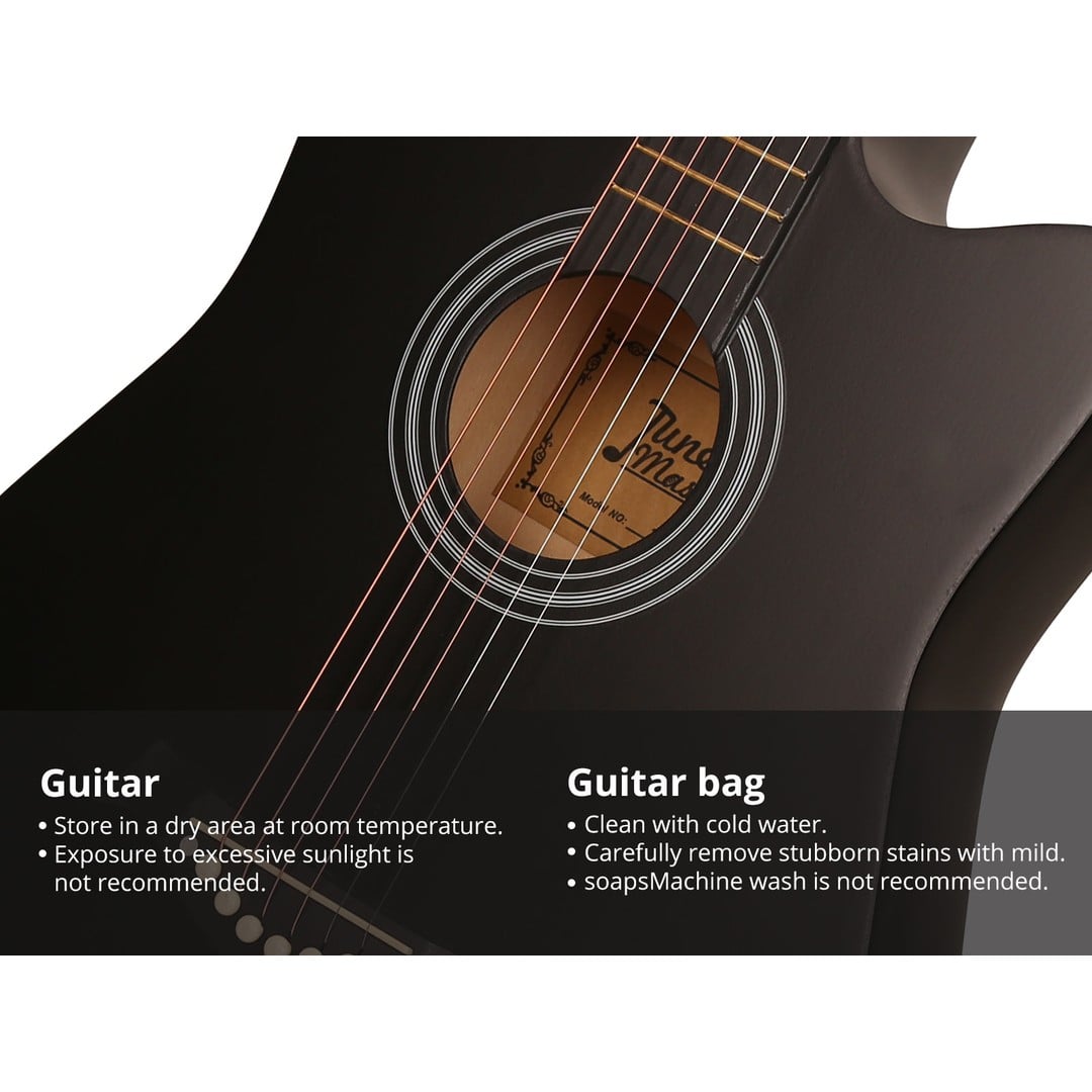 38" Acoustic Guitar Black (With A Free Carry Bag Case)