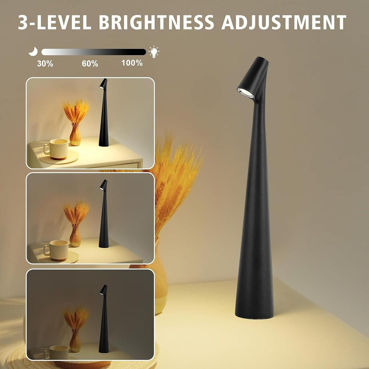 LED Desk Lamp – Portable Cordless Rechargeable Lamp with 2000mAh Battery