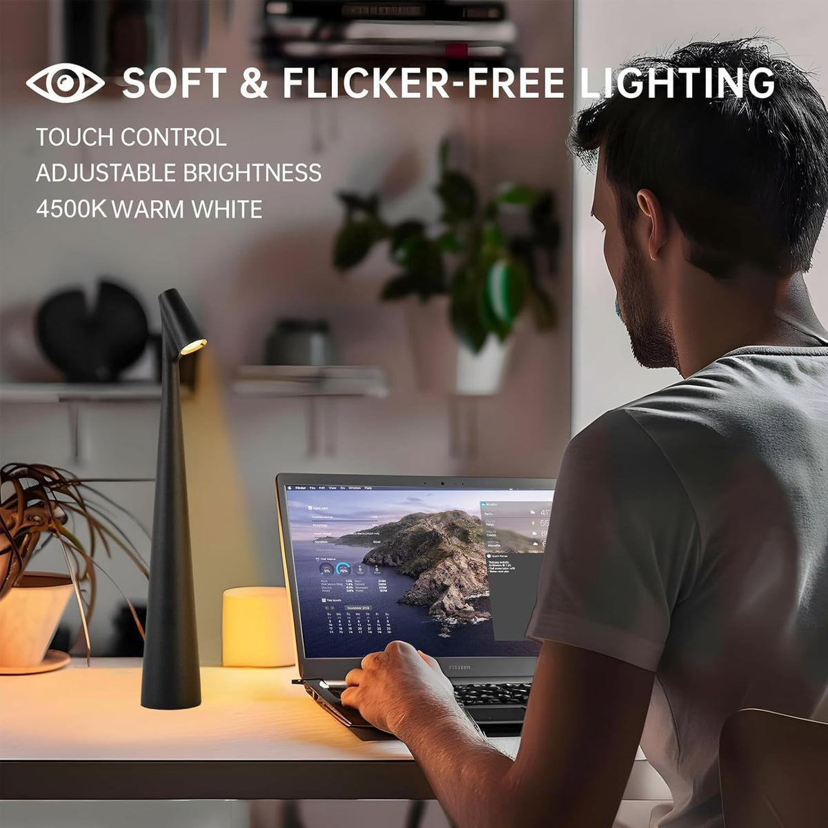LED Desk Lamp – Portable Cordless Rechargeable Lamp with 2000mAh Battery