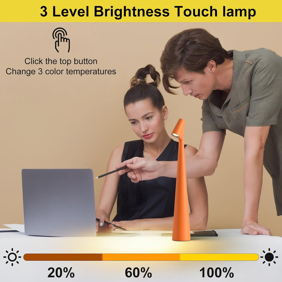 LED Desk Lamp – Portable Cordless Rechargeable Lamp with 2000mAh Battery
