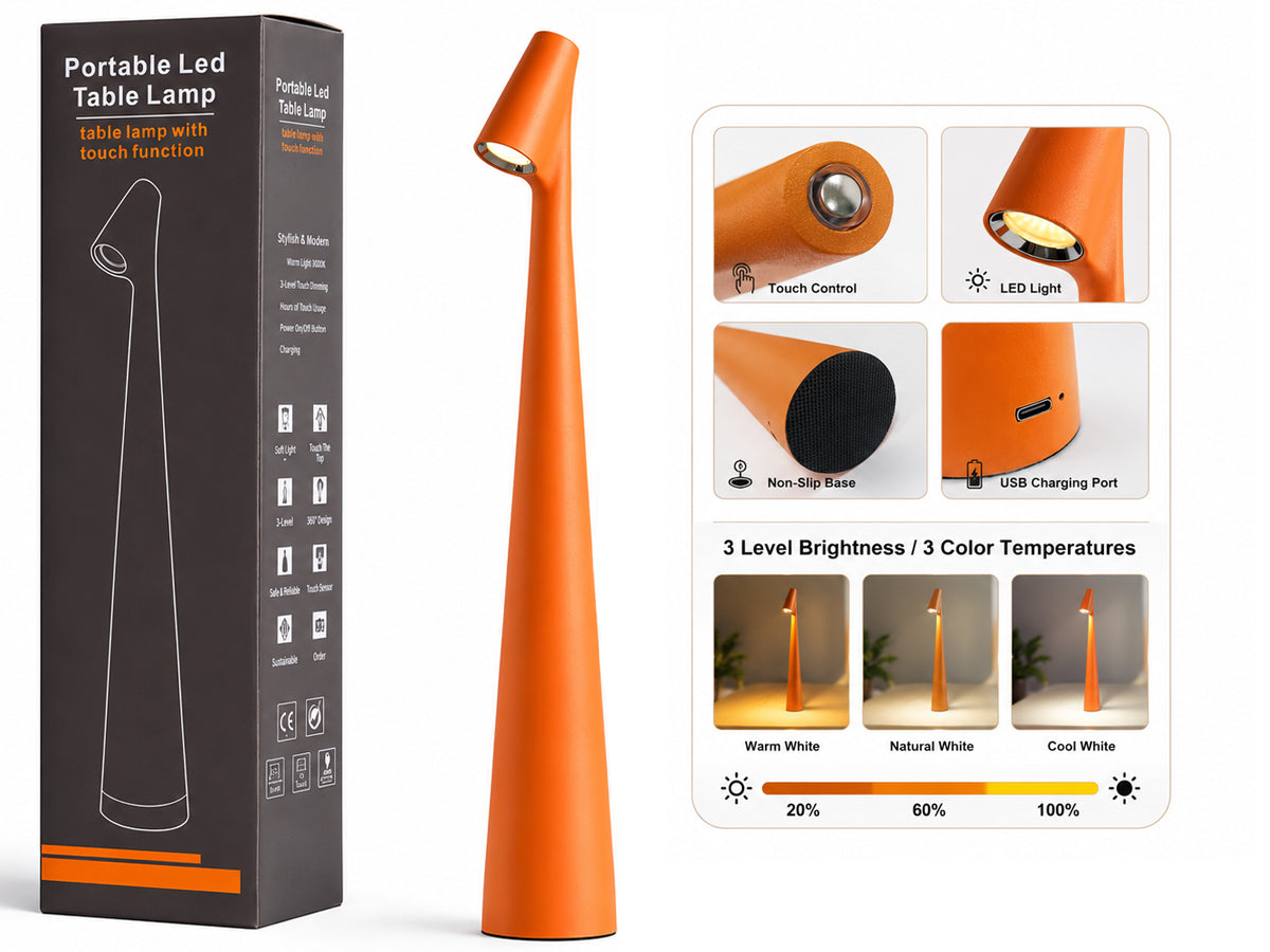 LED Desk Lamp – Portable Cordless Rechargeable Lamp with 2000mAh Battery