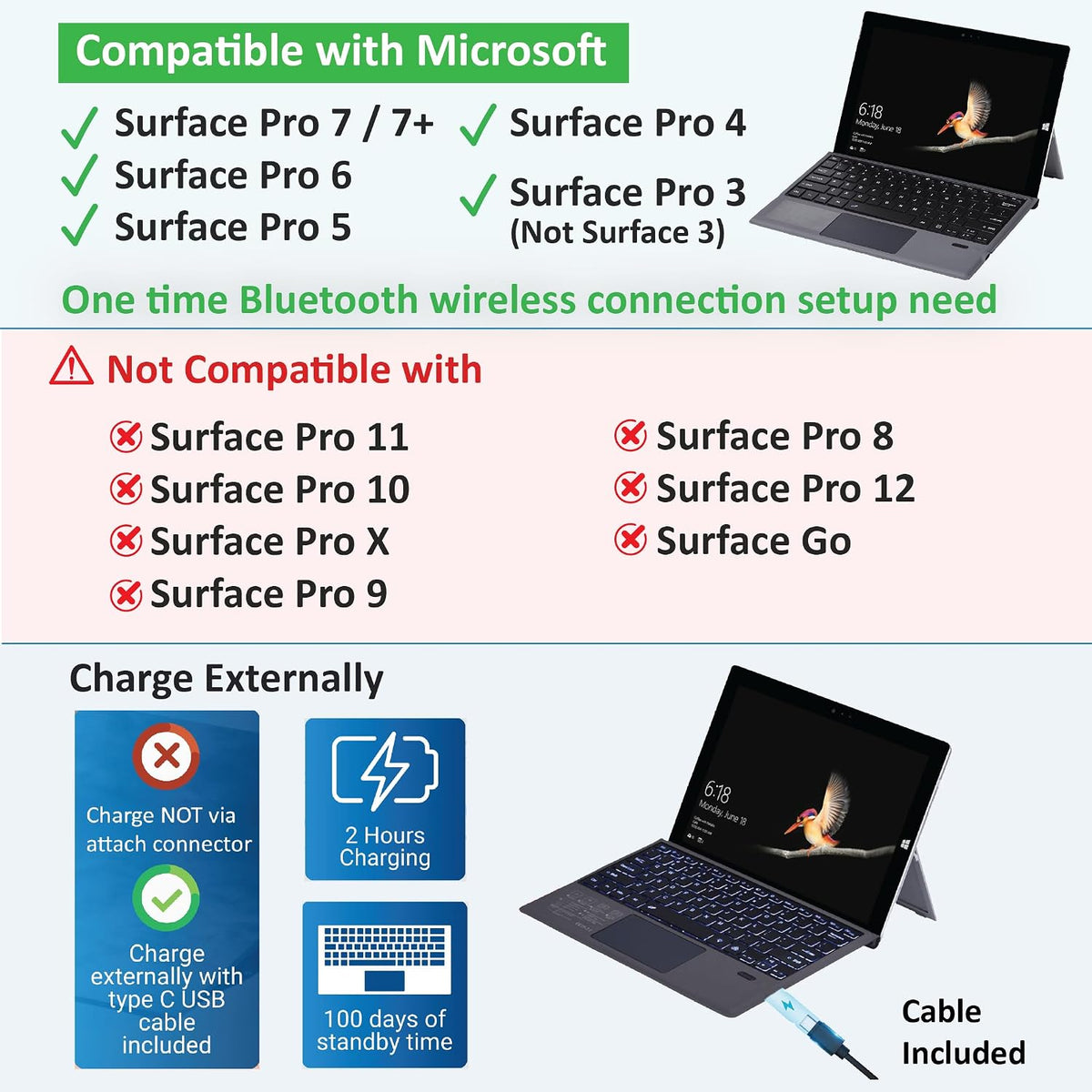 Microsoft Surface Pro Keyboard Type Cover Replacement