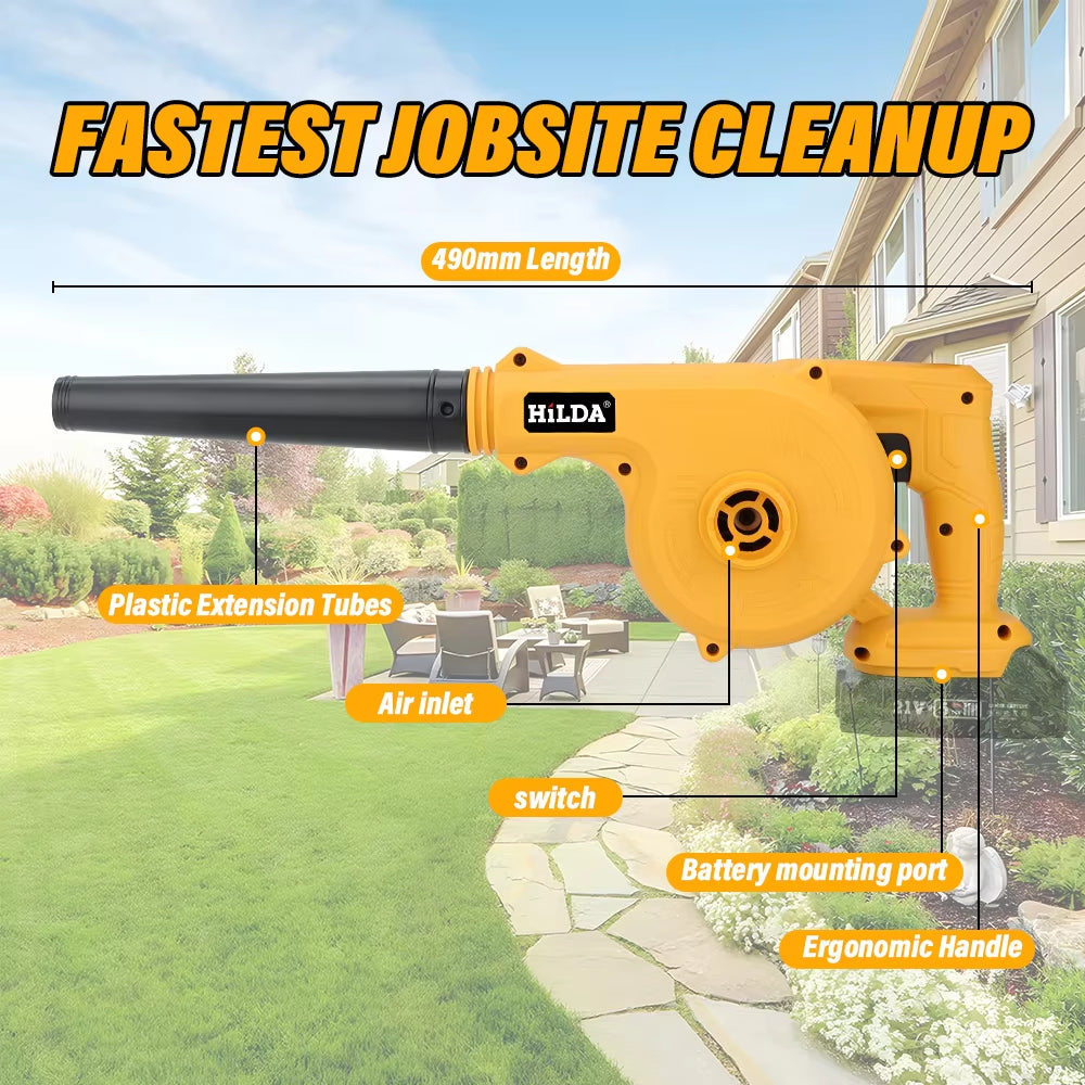 Cordless Leaf Blower Vacuum 21V with 2 Batteries, Charger & Accessories