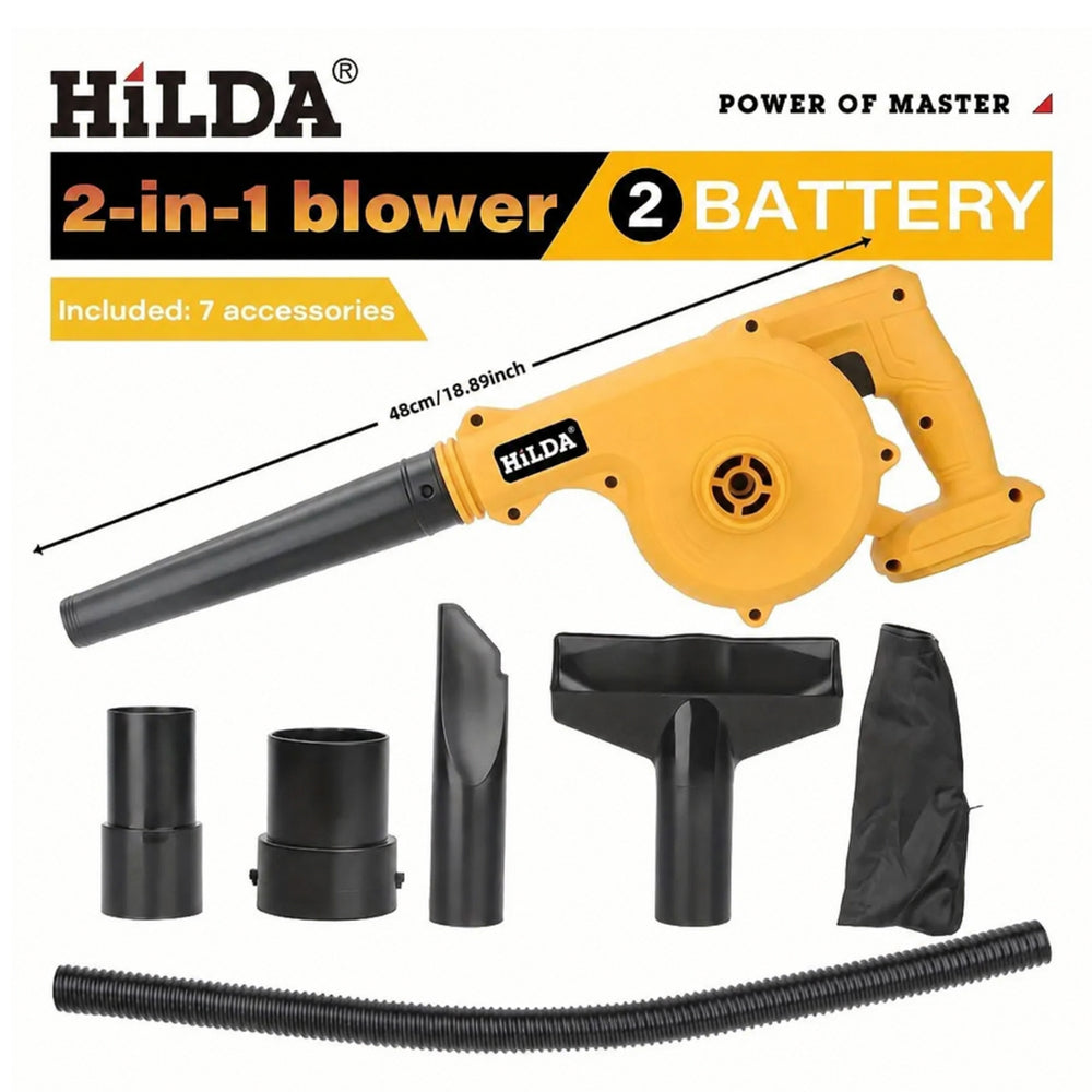 Cordless Leaf Blower Vacuum 21V with 2 Batteries, Charger & Accessories