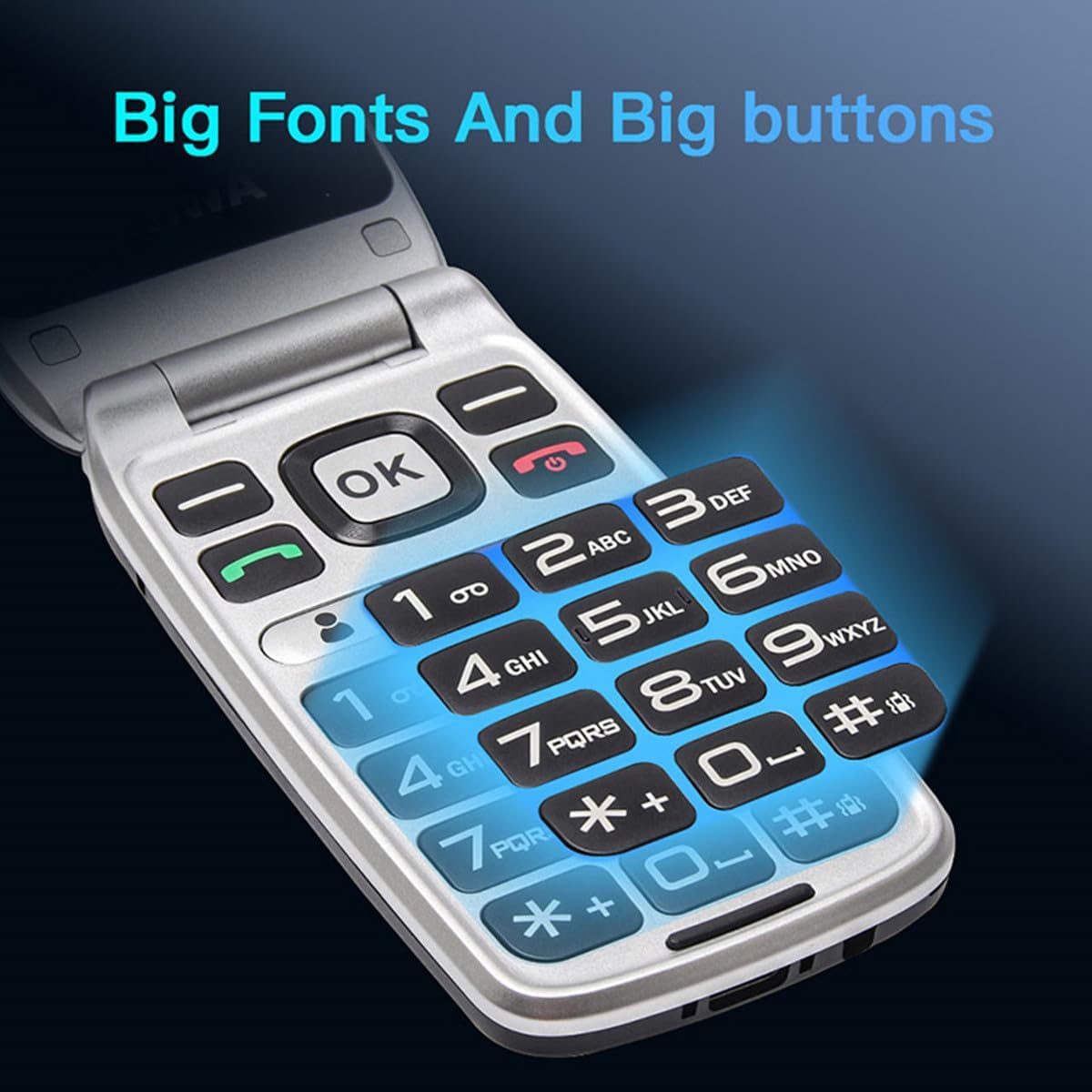 4G Elderly Mobile Phone – Big Button Flip Phone with SOS, Charging Dock, Dual Screen and Bluetooth 5.0
