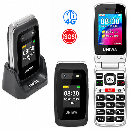 4G Elderly Mobile Phone – Big Button Flip Phone with SOS, Charging Dock, Dual Screen and Bluetooth 5.0