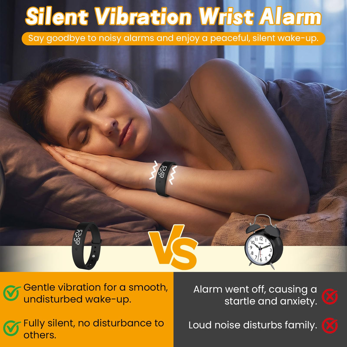 Vibrating Alarm Wristband – Vibrating Alarm Watch with 10 Timers
