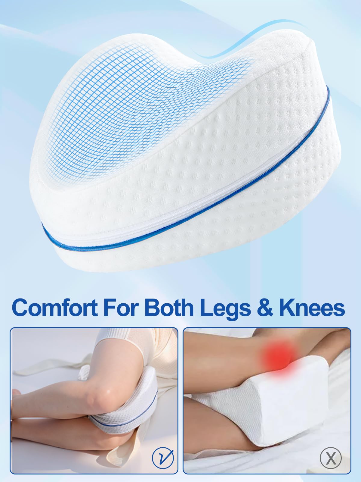 Orthopaedic Body Alignment Leg Pillow - Ergonomic Contoured Design for Knee, Hip & Spine Support During Sleep