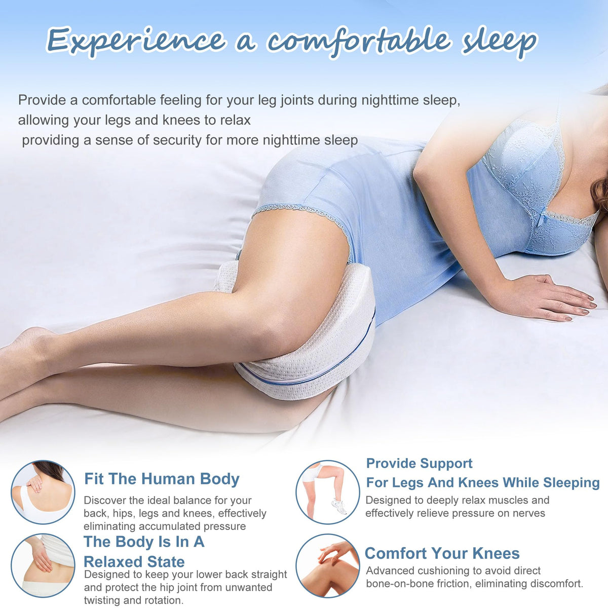 Orthopaedic Body Alignment Leg Pillow - Ergonomic Contoured Design for Knee, Hip & Spine Support During Sleep