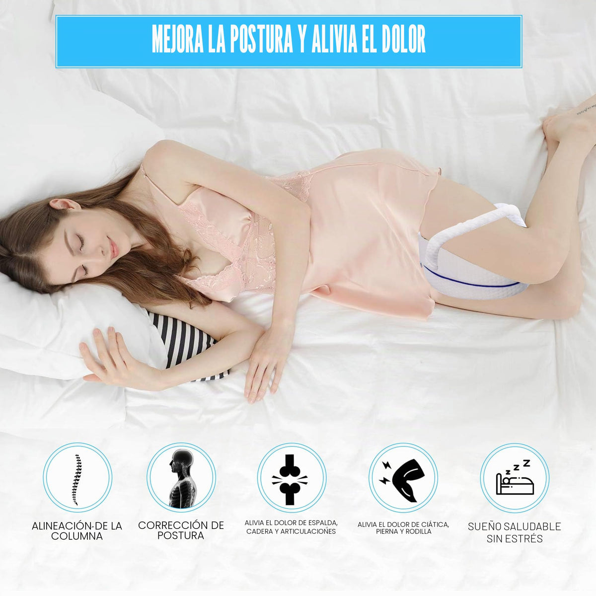 Orthopaedic Body Alignment Leg Pillow - Ergonomic Contoured Design for Knee, Hip & Spine Support During Sleep