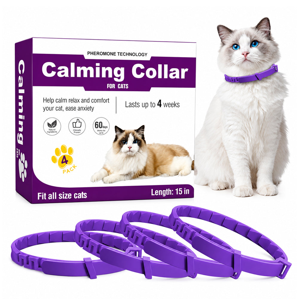 Cat Calming Collar – 4-Pack Adjustable Waterproof Pheromone Cat Calming Collar