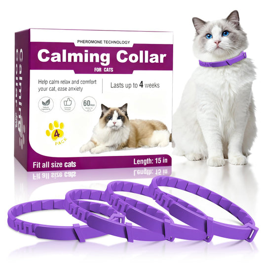 Cat Calming Collar – 4-Pack Adjustable Waterproof Pheromone Cat Calming Collar