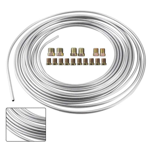 Brake Line Tubing Kit 3/16" OD 25 FT Coil Roll with Fittings