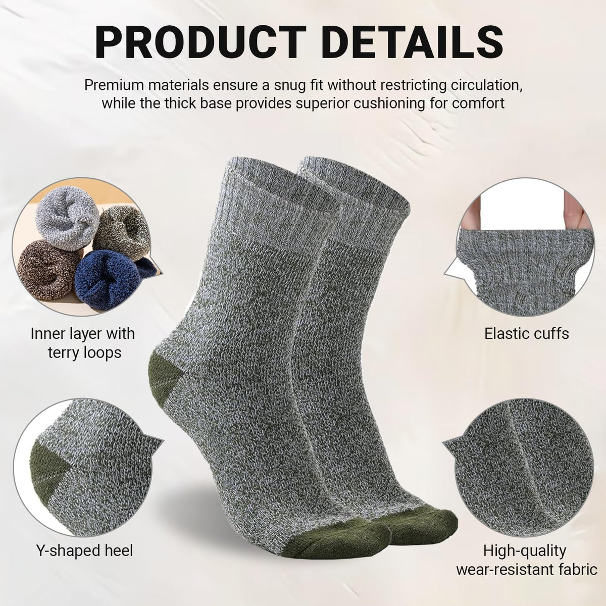 Men's Merino Boot Socks 5 Pair