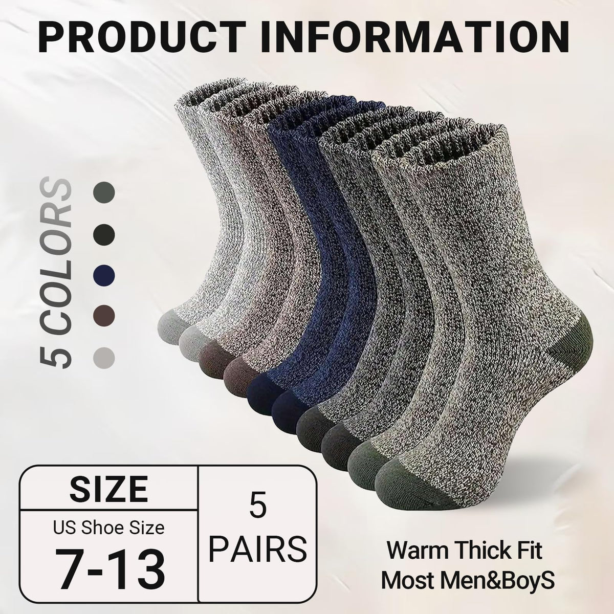 Men's Merino Boot Socks 5 Pair