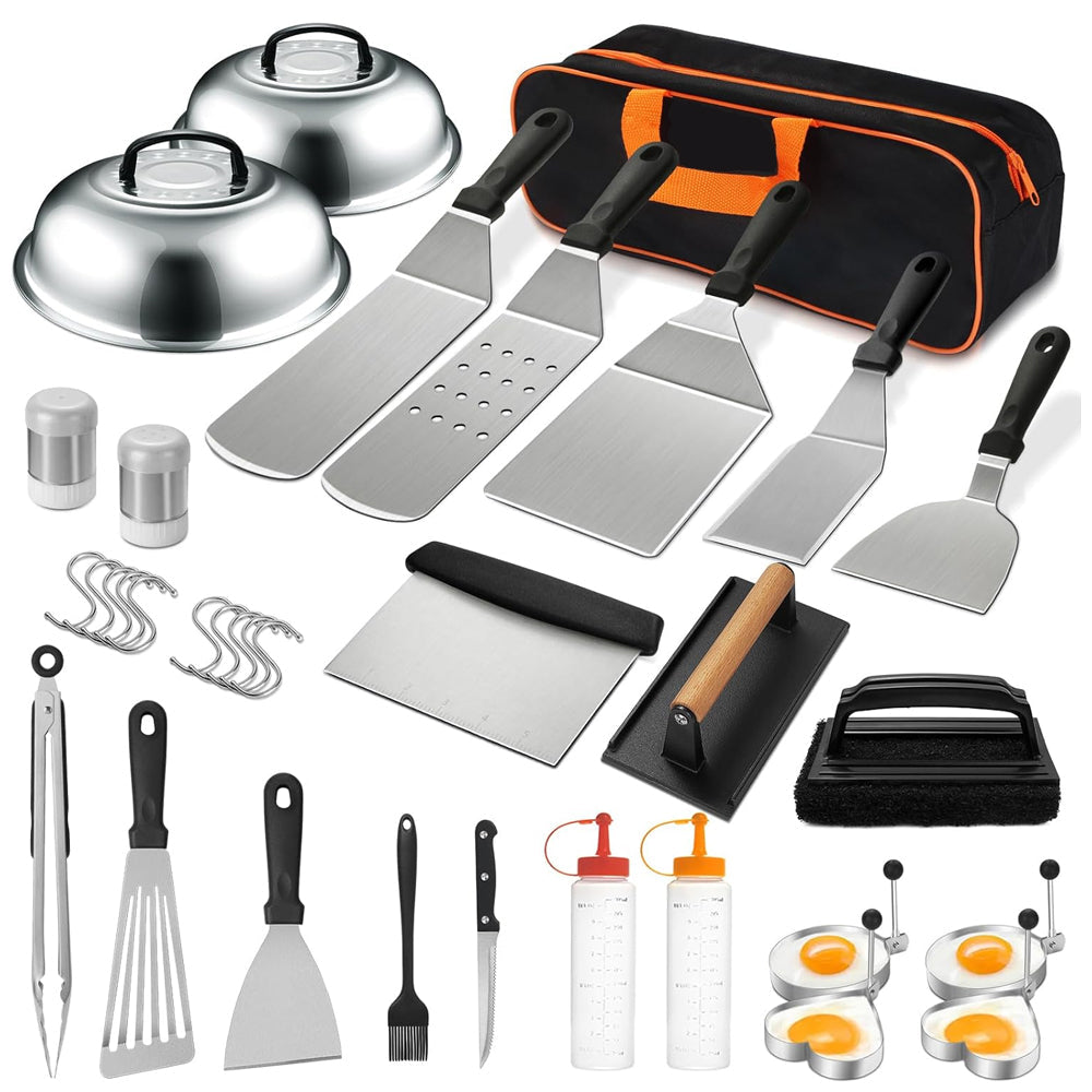 BBQ Tool Set- Complete Stainless Steel Griddle Accessories Kit