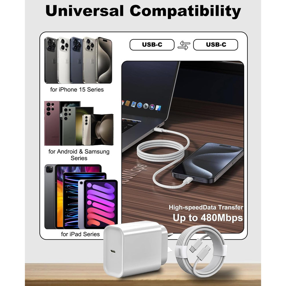 20W iPhone Fast Charger with USB-C to USB-C