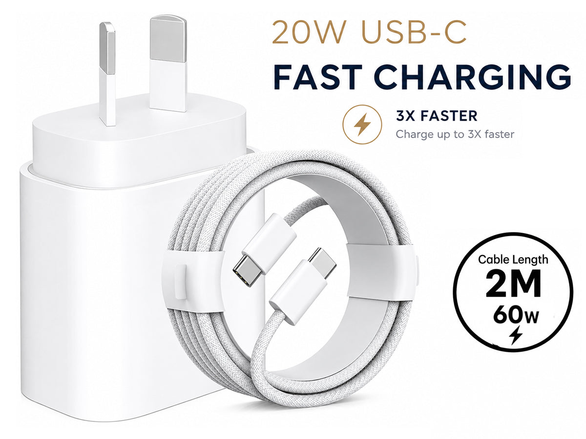 20W iPhone Fast Charger with USB-C to USB-C