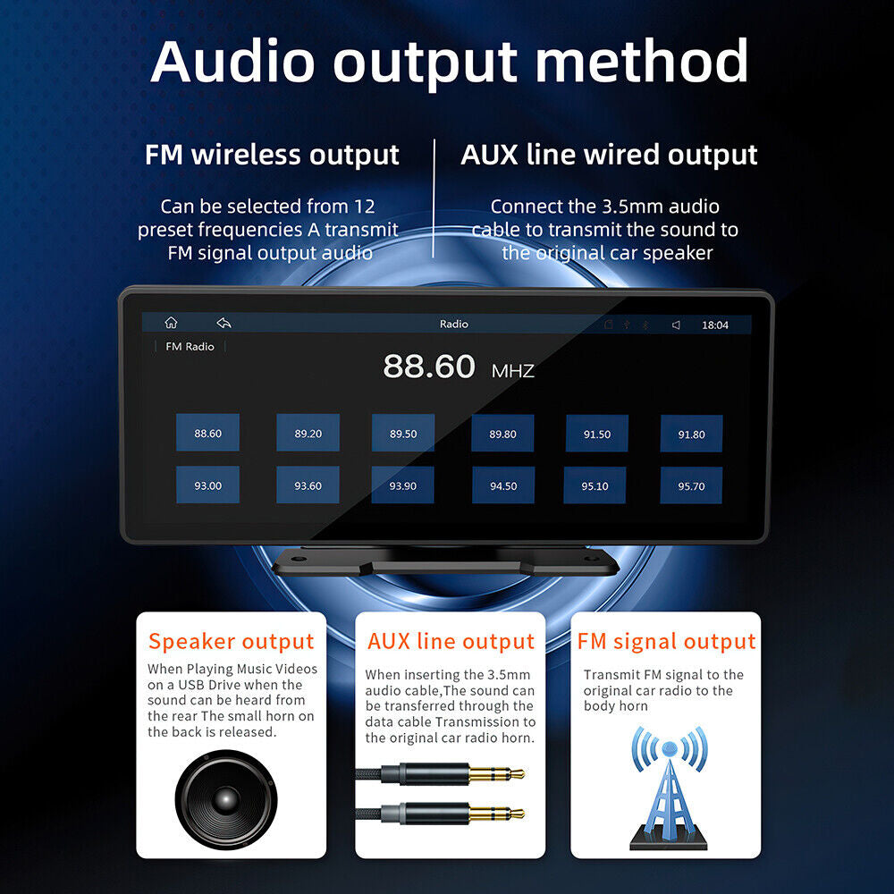 9" Portable Wireless Apple Carplay Android Car Stereo