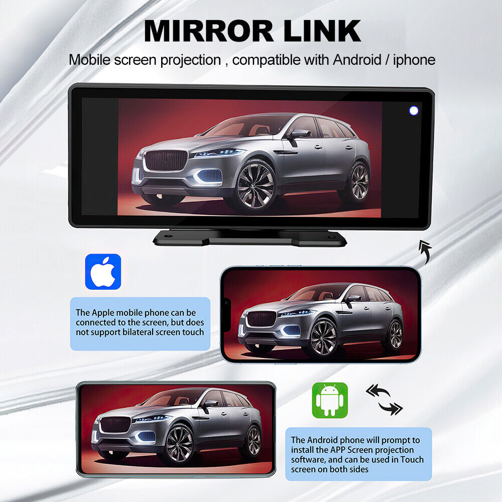 9" Portable Wireless Apple Carplay Android Car Stereo