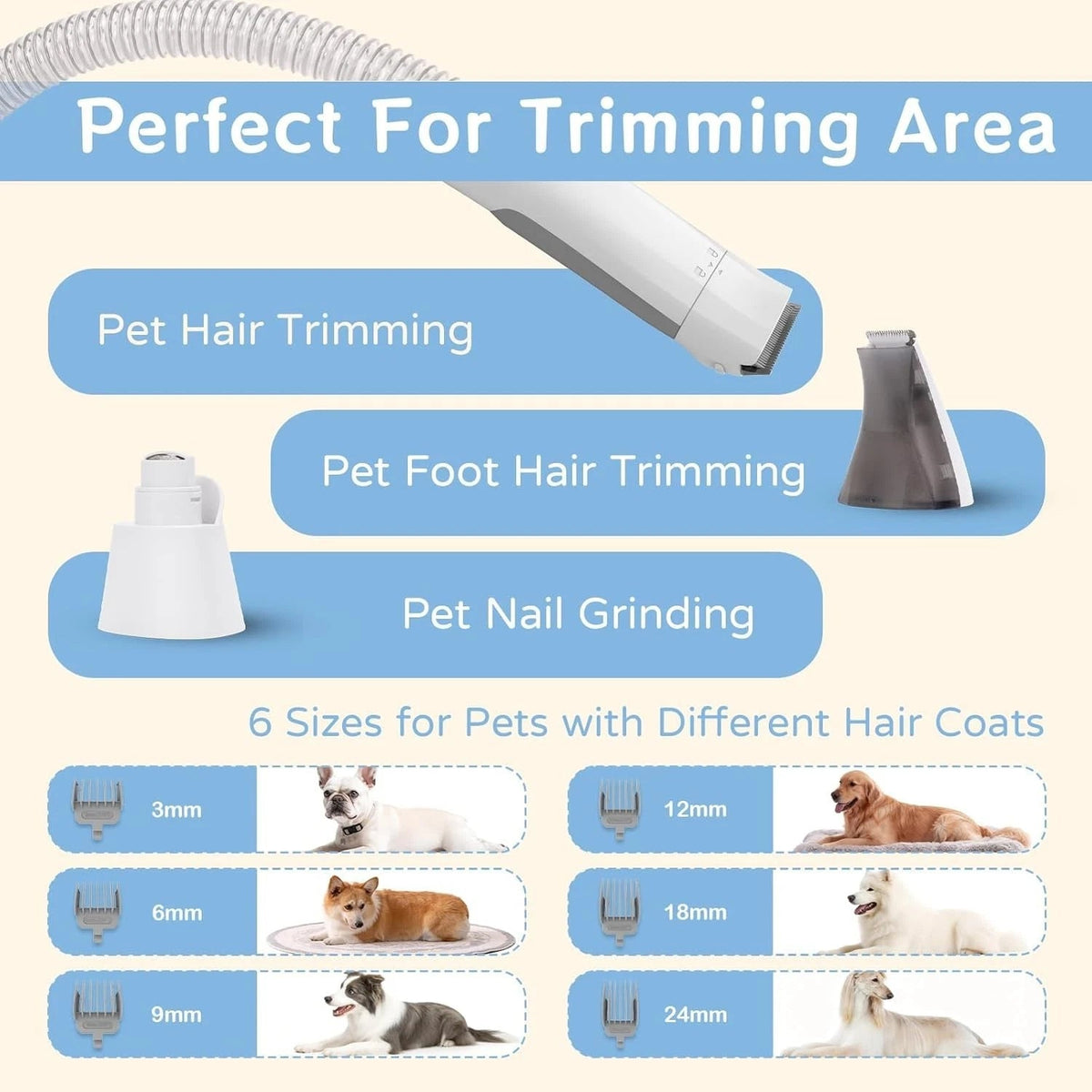 Pet Grooming Kit Vacuum Dog Cat Hair Dryer Remover Clipper Brushes Cleaning