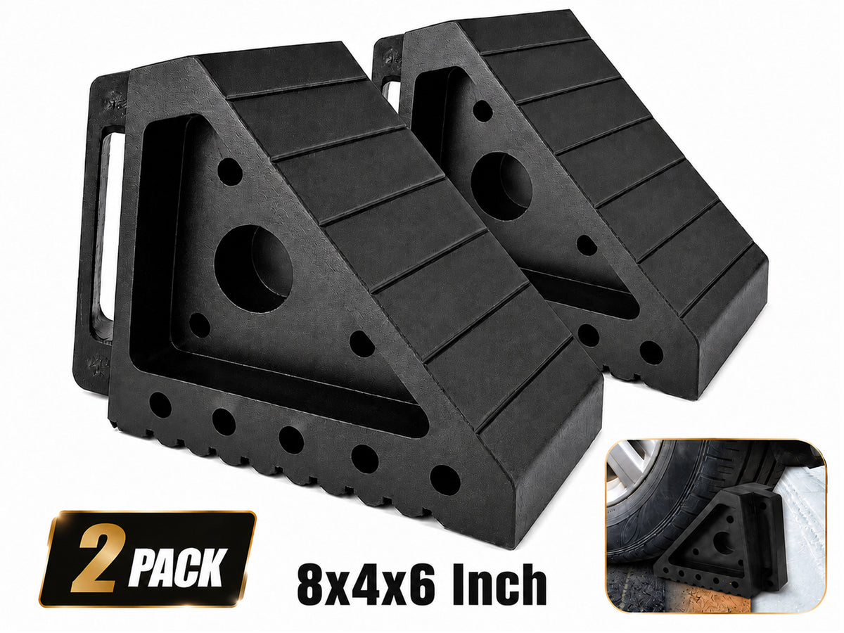 LARGE Safety Wheel Chocks – 2-Pack Heavy-Duty Non-Slip Vehicle Tire Stops