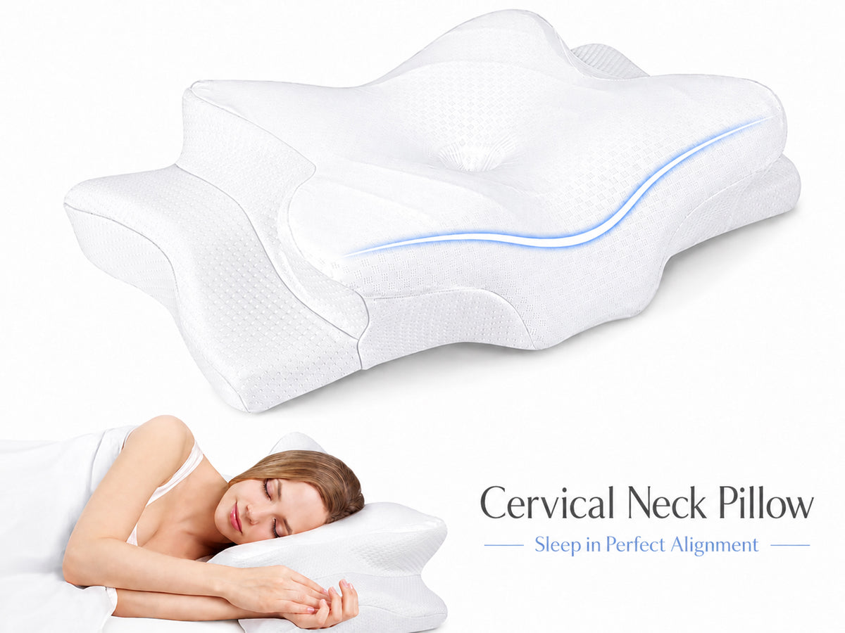 Cervical Neck Pillow – Adjustable Cooling Memory Foam Neck Pillow
