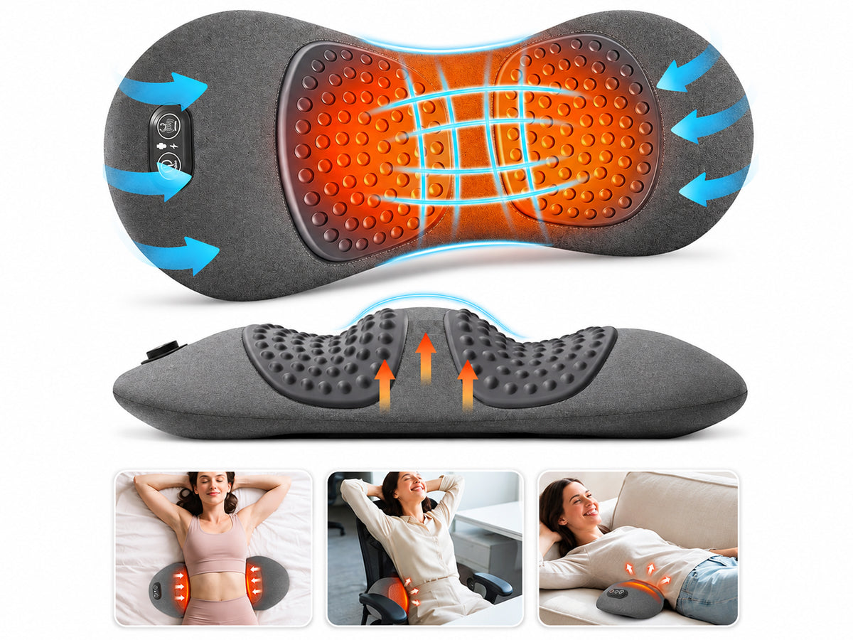 Lumbar Traction Massager Vibration Heating Waist Back Sciatica Pain Relief