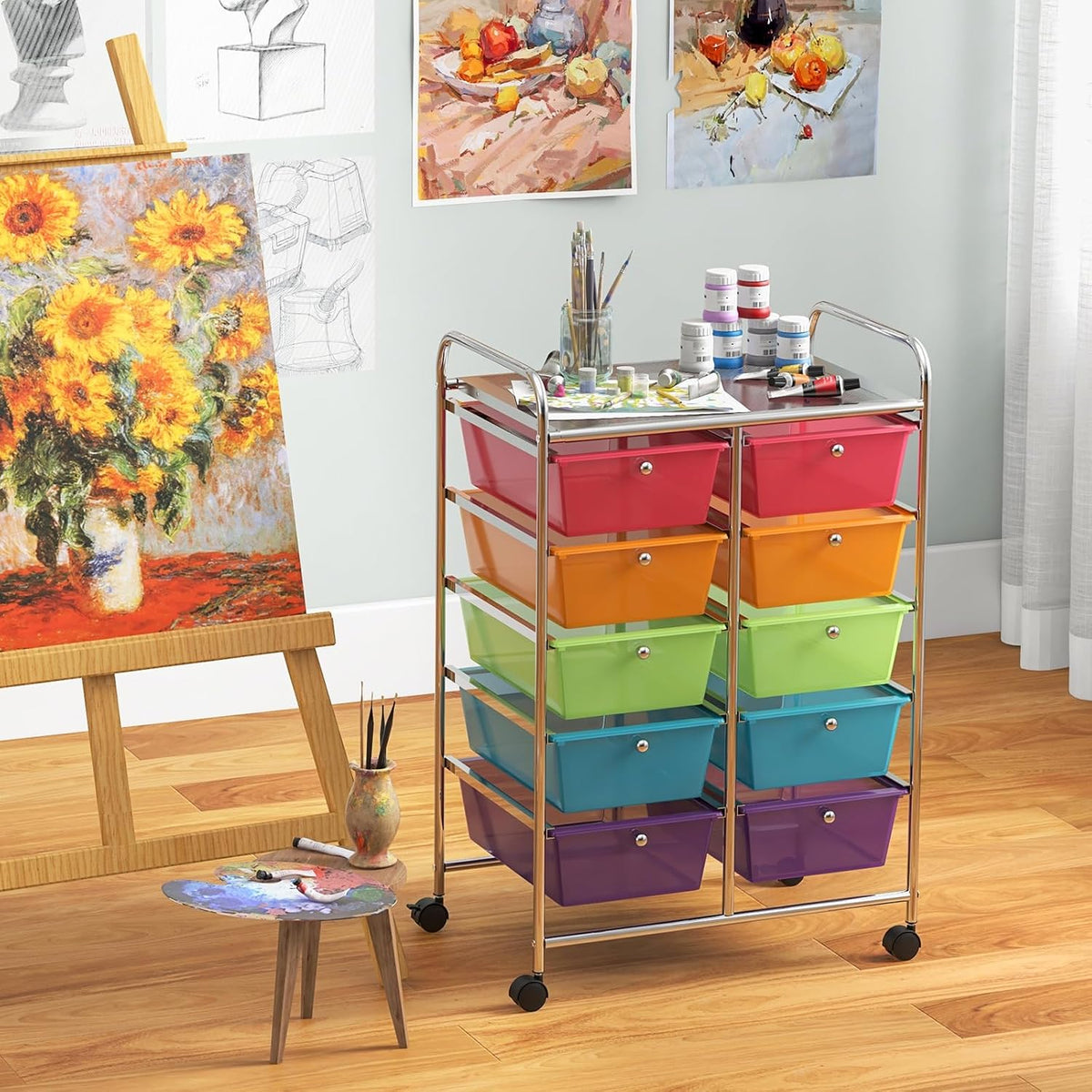 10 Drawer Rolling Storage Drawer Cart