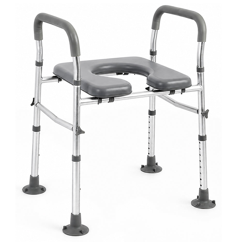 Adjustable Raised Toilet Seat with Handrails