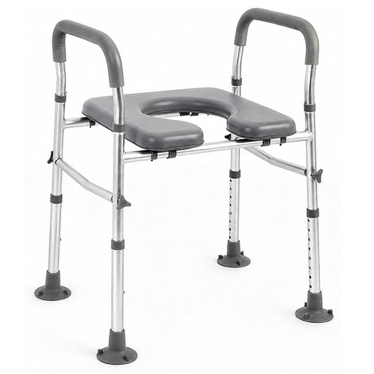 Adjustable Raised Toilet Seat with Handrails