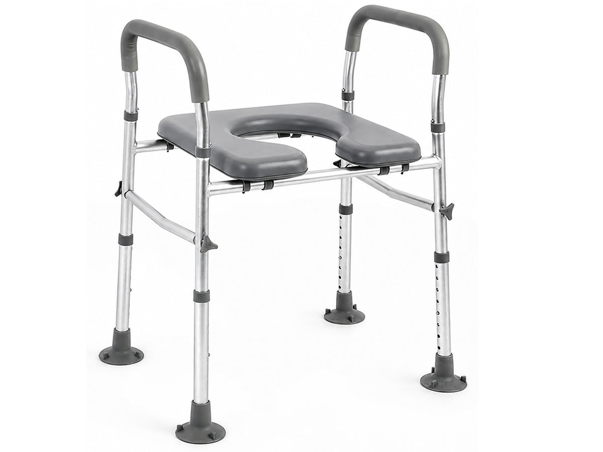 Adjustable Raised Toilet Seat with Handrails