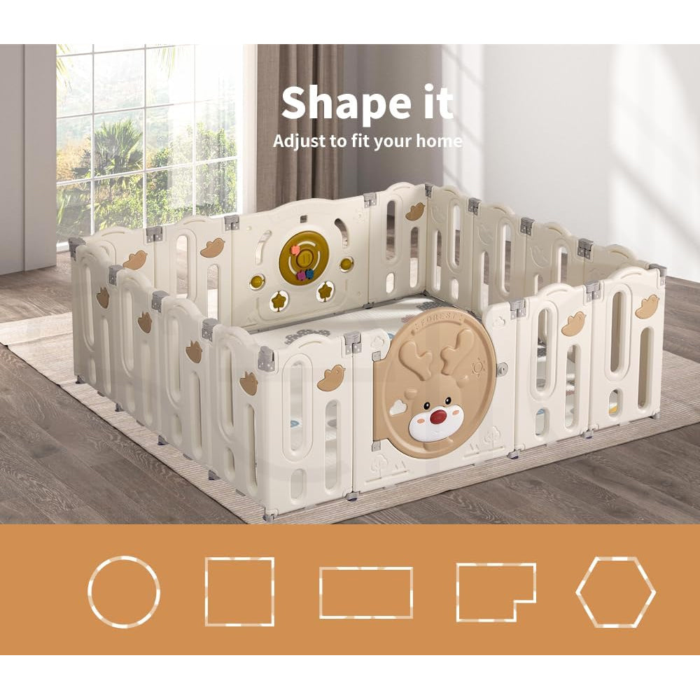 Baby Playpen Kids Playpen – 16 Panel Foldable Safety Play Area