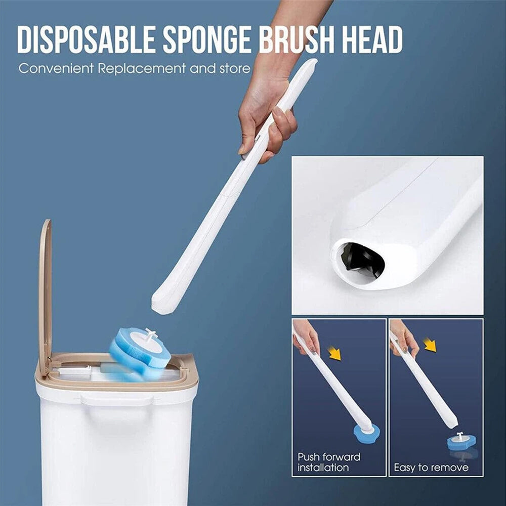 Toilet Brush Holder Set – Disposable Toilet Wand with 16 Replacement Heads