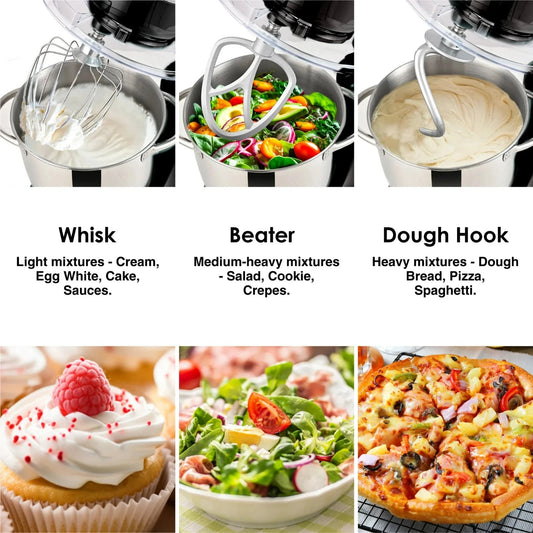 1000W Electric Stand Mixer – 5L Bowl, 6-Speed Multifunctional Mixer with Baking Accessories