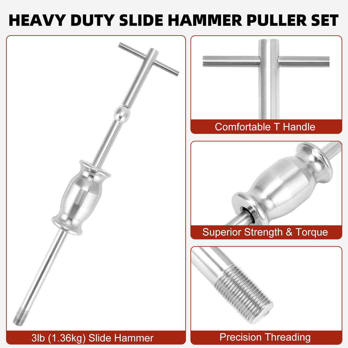 Bearing Puller with Slide Hammer Tool Set – 15–80mm 3-Jaw Internal & External Puller