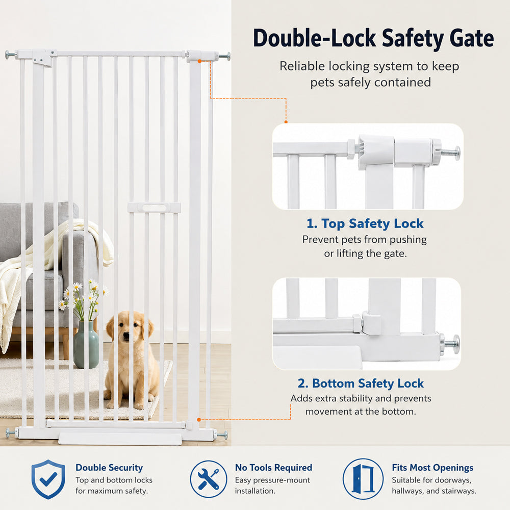 Safety Gate Pet Dog Cat Extra Tall Fence Enclosure Guard for Stairs Retractable