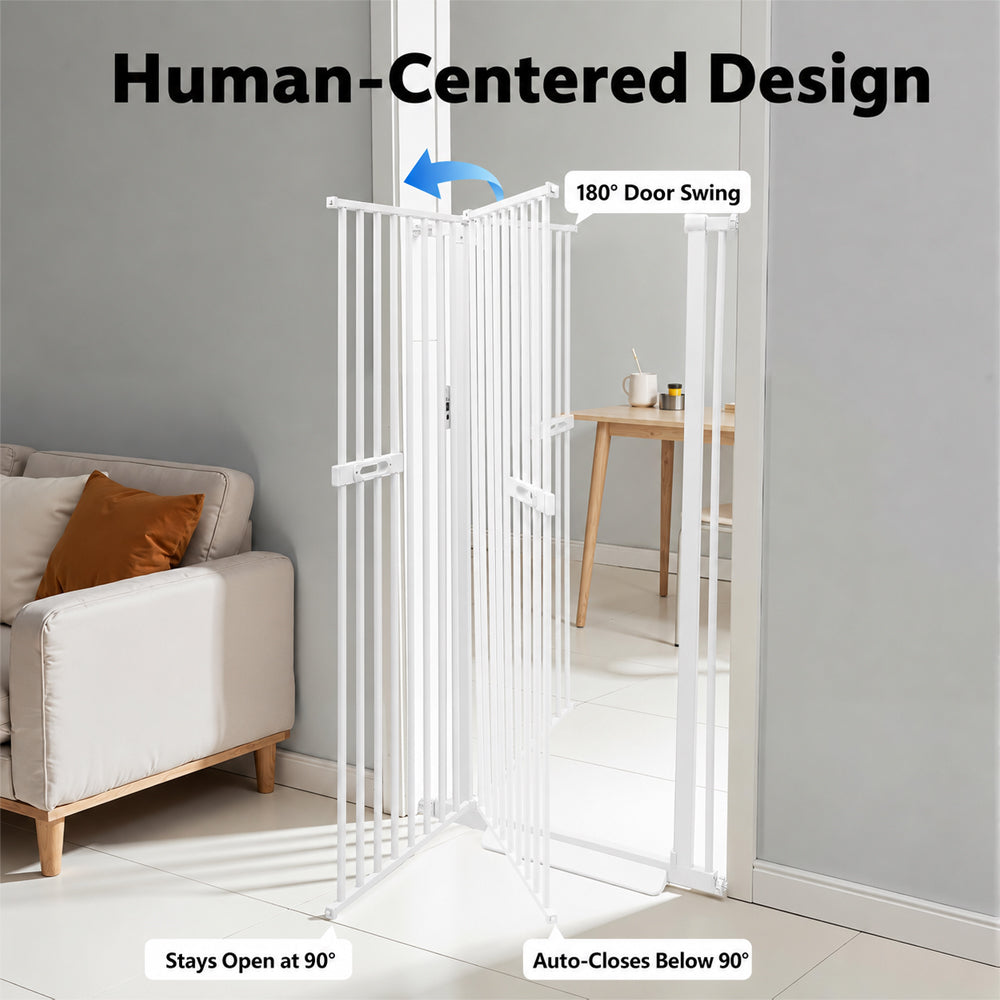 Safety Gate Pet Dog Cat Extra Tall Fence Enclosure Guard for Stairs Retractable