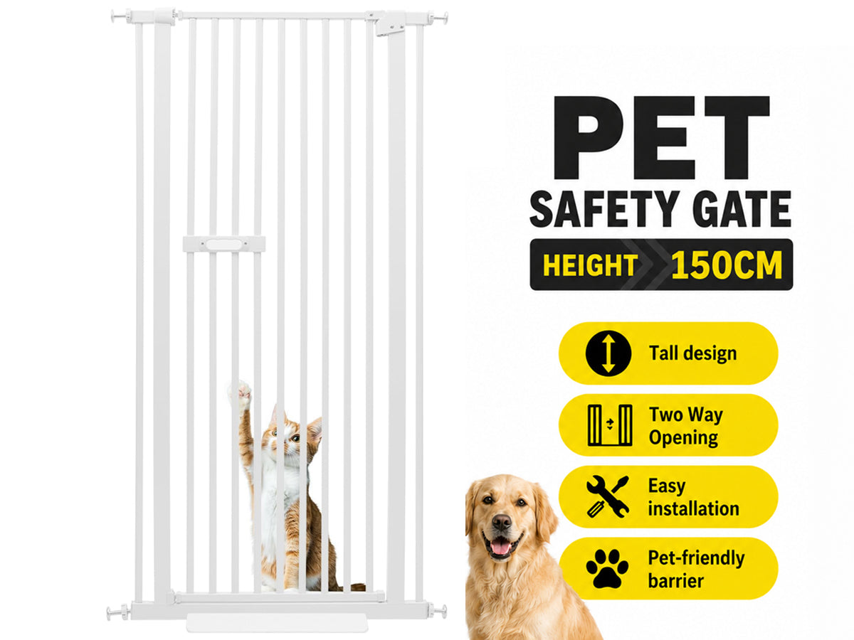 Safety Gate Pet Dog Cat Extra Tall Fence Enclosure Guard for Stairs Retractable