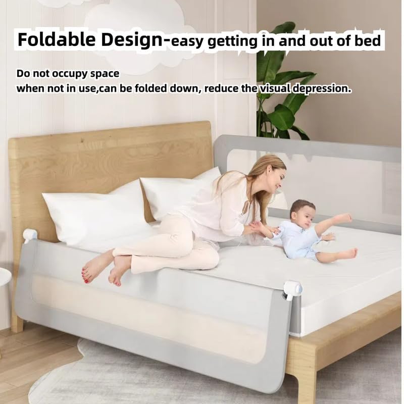 Toddlers Bed Rail 200x66CM Adjustable Folding Toddler Safety Guard