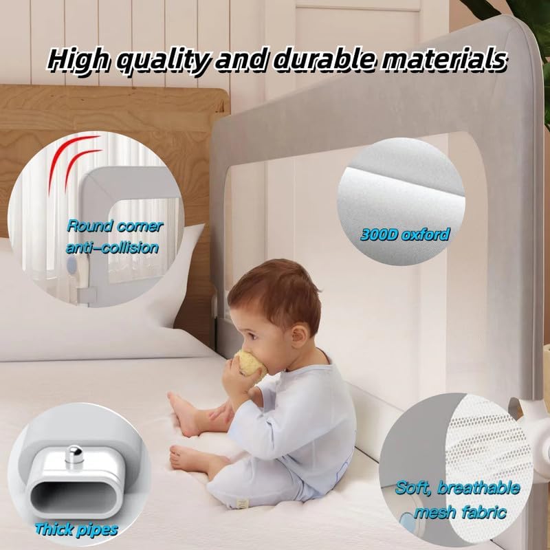 Toddlers Bed Rail 200x66CM Adjustable Folding Toddler Safety Guard