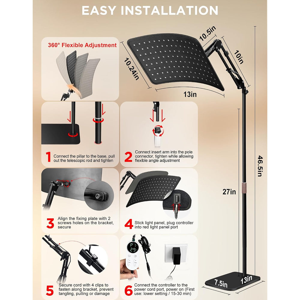 LED Red Light Therapy Lamp With Stand