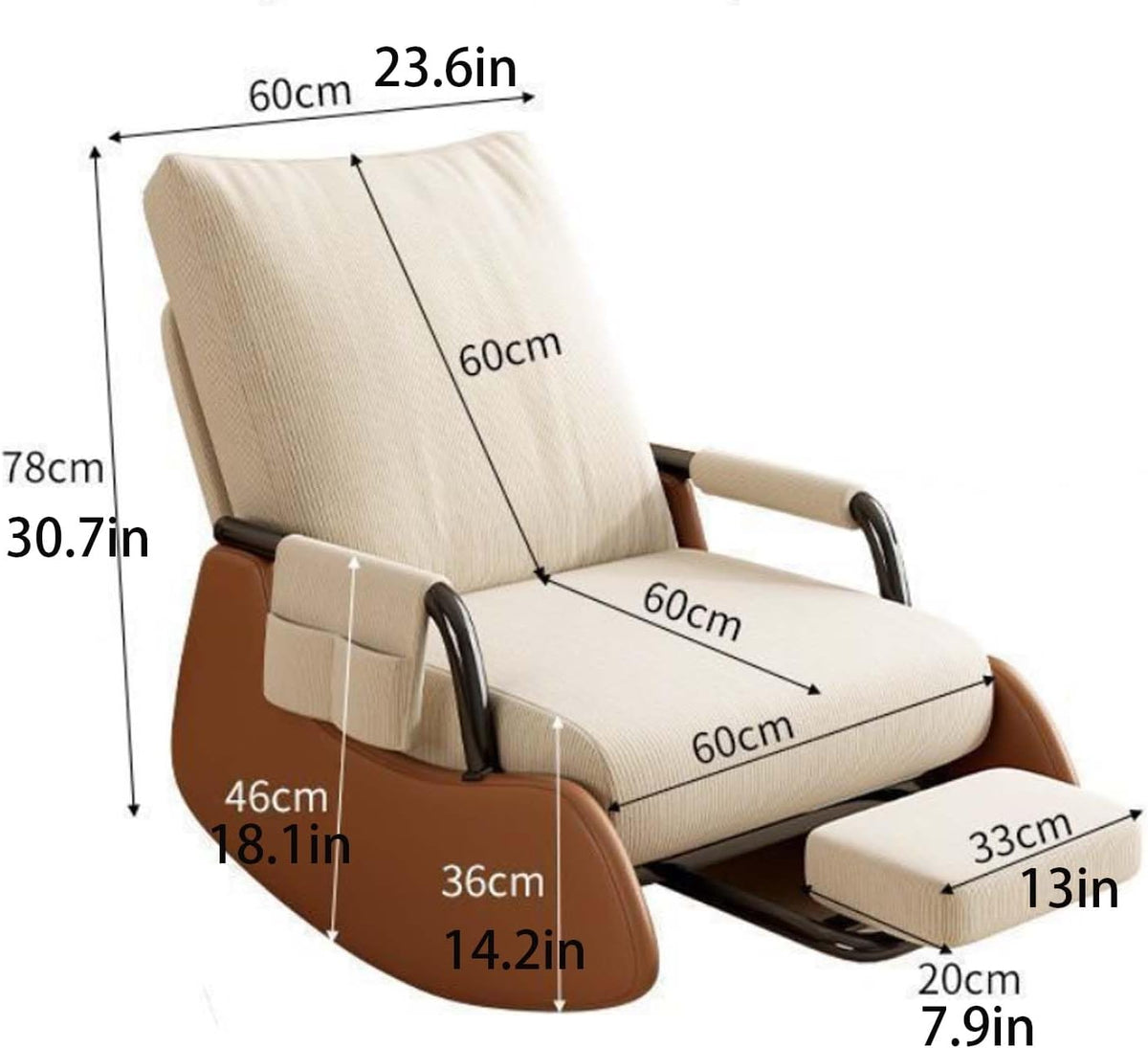 Recliner Chair Adjustable Rocking Chair with 3-Level Backrest